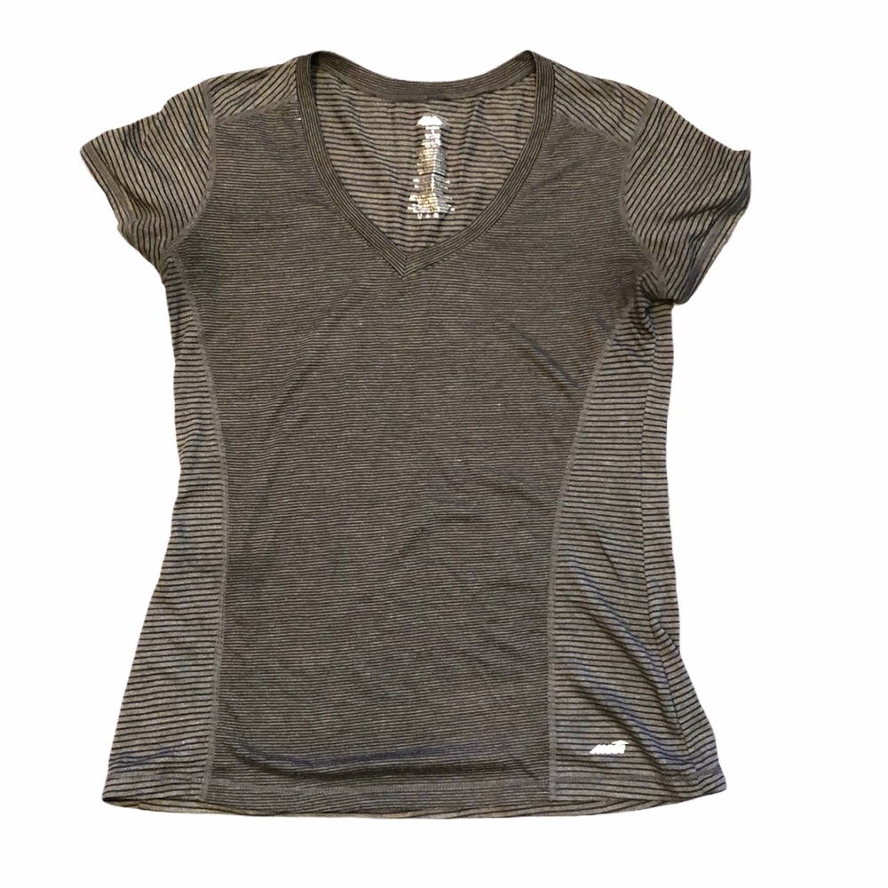 Avia Greys&Black Stripped ShortSleeve Athletic Top